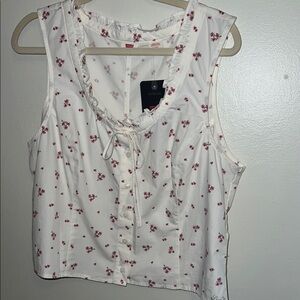NWT Levi’s Western Cottagecore Floral White Ruffles Button-Front Tank Top